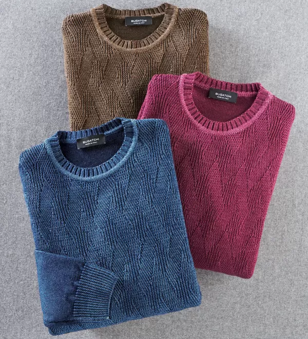 Bugatchi Cable Stitch Sweater- Pullovers & Layers