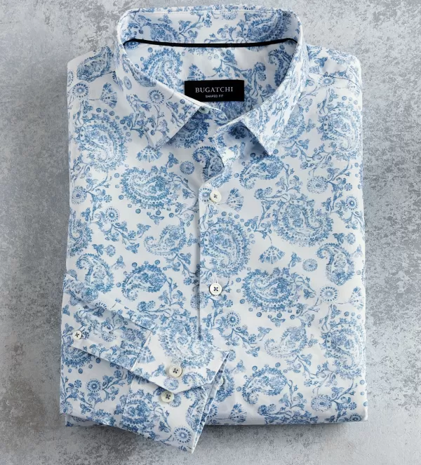 Bugatchi Paisley Shirt- Long Sleeve Sport Shirts