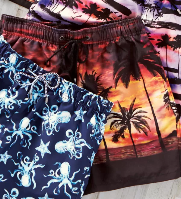 Bugatchi Sunset Palm Swim Trunks- Swimwear