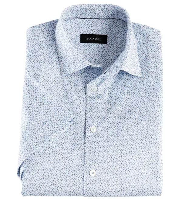 Bugatchi Triangle Mini Print Shirt- Short Sleeve Sport Shirts