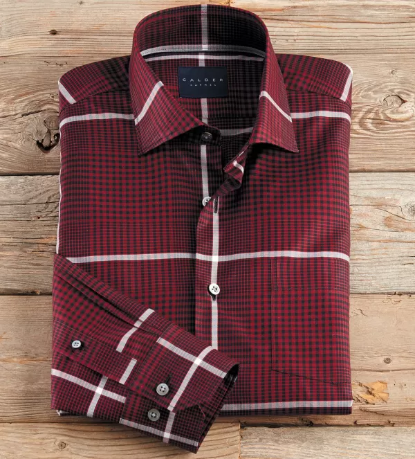 Calder Carmel Long Sleeve Windowpane Plaid Shirt- Long Sleeve Sport Shirts