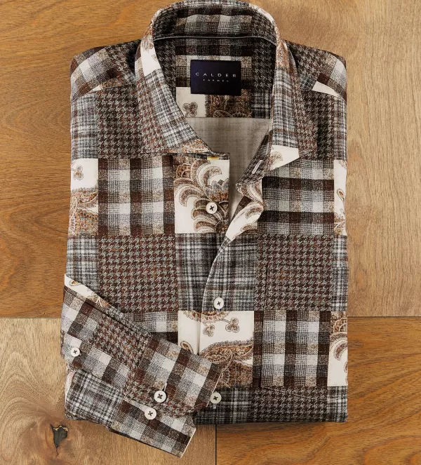 Calder Carmel Patchwork Print Flannel Shirt- Long Sleeve Sport Shirts