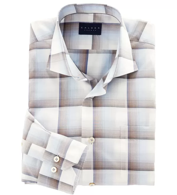 Calder Carmel Windowpane Long Sleeve Sport Shirt- Long Sleeve Sport Shirts