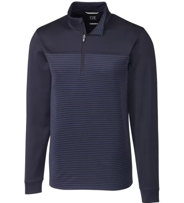 Cutter u0026 Buck Cutter & Buck Traverse Stripe Interlock Half Zip Pullover- Pullovers & Layers