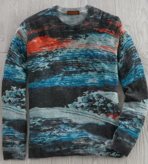 Patrick James Artic Print Cashmere Sweater- Pullovers & Layers