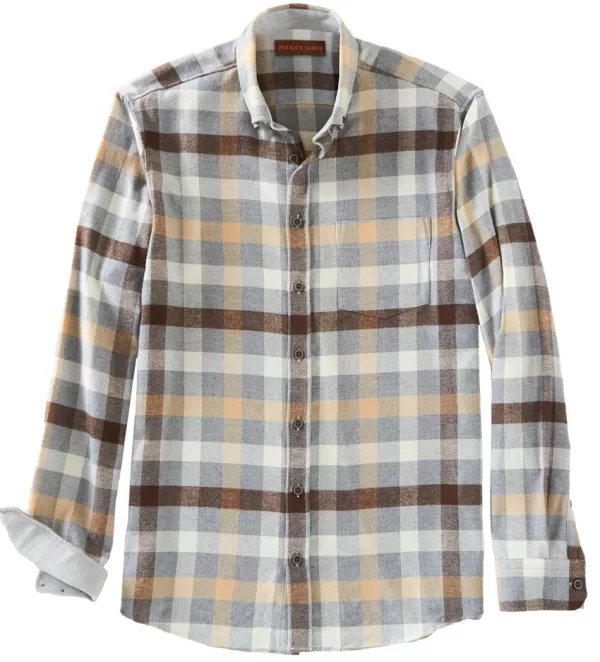 Patrick James Check Long Sleeve Flannel Shirt- Long Sleeve Sport Shirts