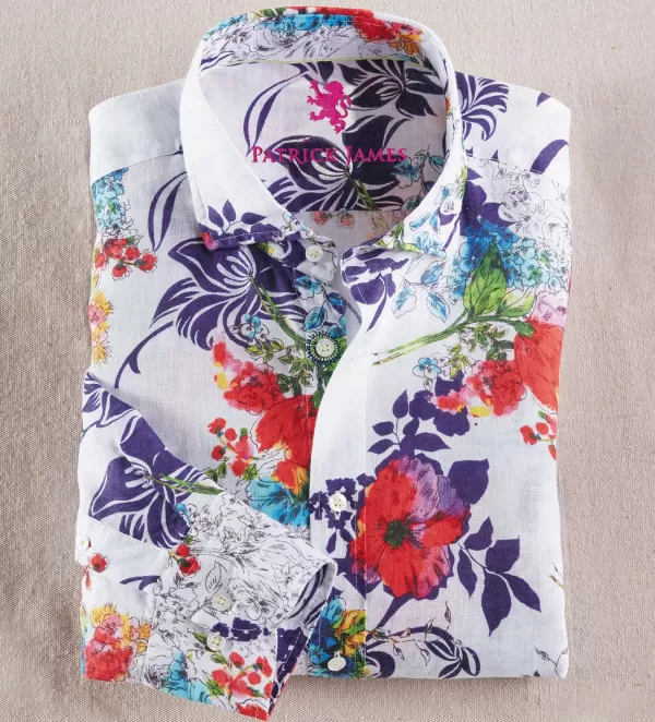 Patrick James Floral Linen Shirt- Long Sleeve Sport Shirts