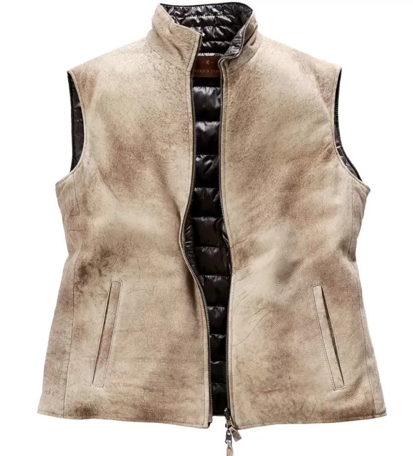 Patrick James Lagoon Reversible Vest- Leather & Suede