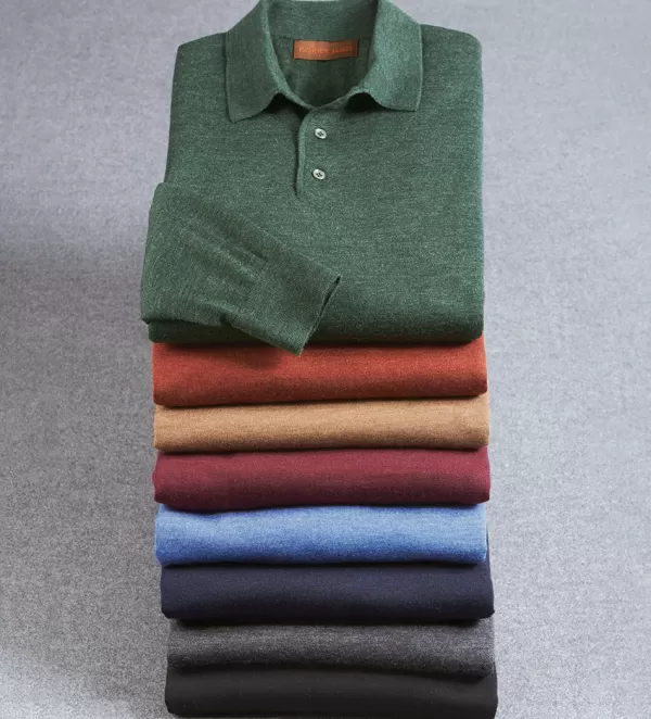 Patrick James Merino Wool Polo Sweater- Polos & Knits