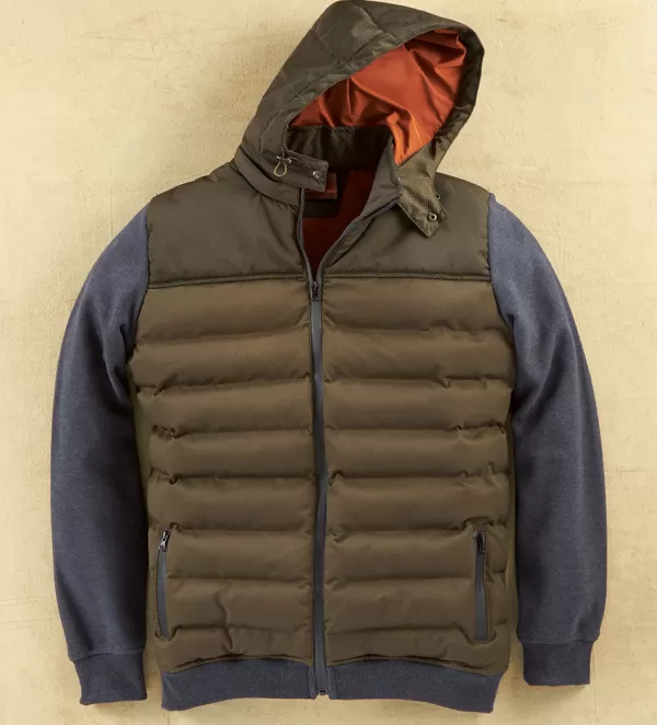 Patrick James Mixed Media Hooded Quilted Jacket- Casual & Active