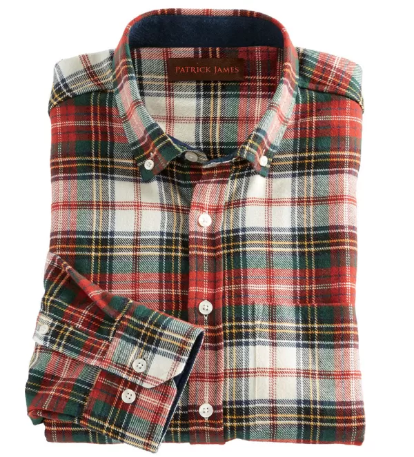 Patrick James Plaid Flannel Long Sleeve Sport Shirt- Long Sleeve Sport Shirts