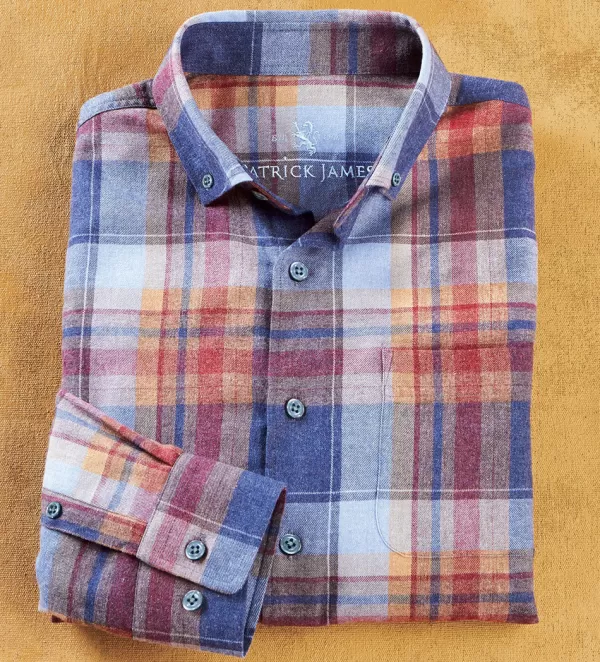 Patrick James Plaid Flannel Long Sleeve Sport Shirt- Long Sleeve Sport Shirts