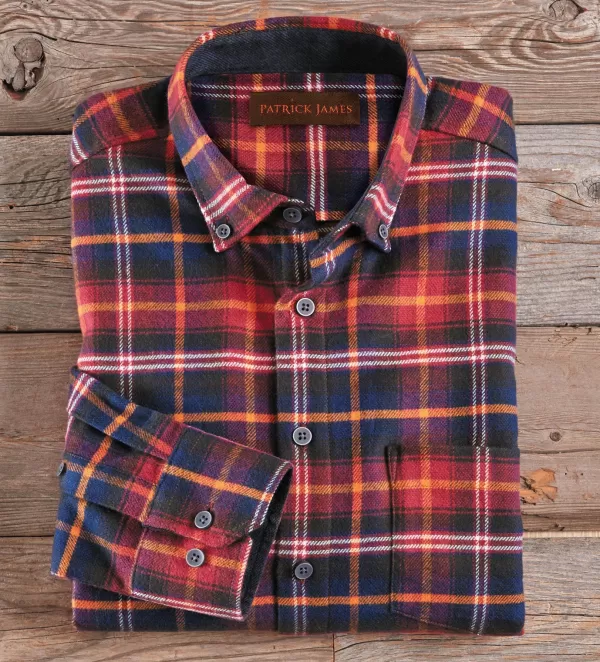 Patrick James Plaid Flannel Shirt- Long Sleeve Sport Shirts