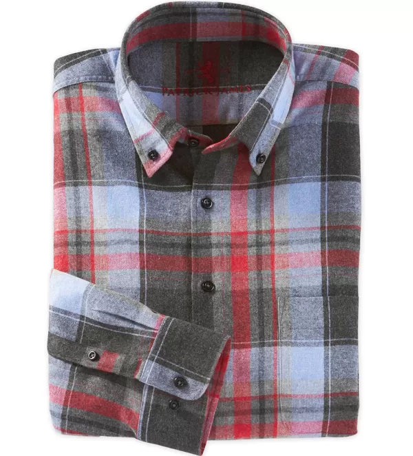 Patrick James Red Plaid Flannel Shirt- Long Sleeve Sport Shirts