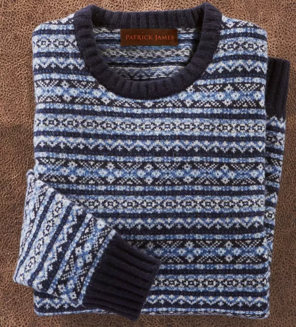 Patrick James Towthorpe Lambswool Fairisle Crew Sweater- Pullovers & Layers