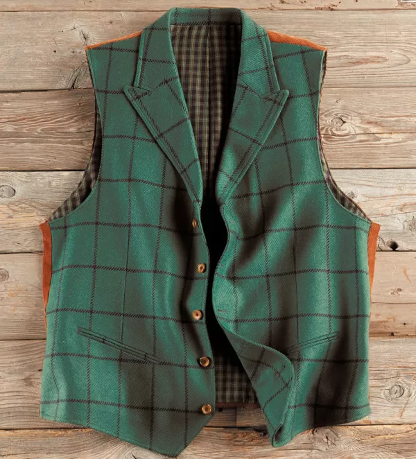 Patrick James Windowpane Merino Vest- Vests