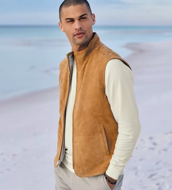 Peter Millar Vista Suede Vest- Leather & Suede