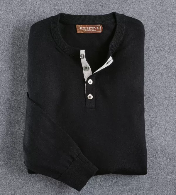 Reserve Cashmere Henley Sweater- Pullovers & Layers