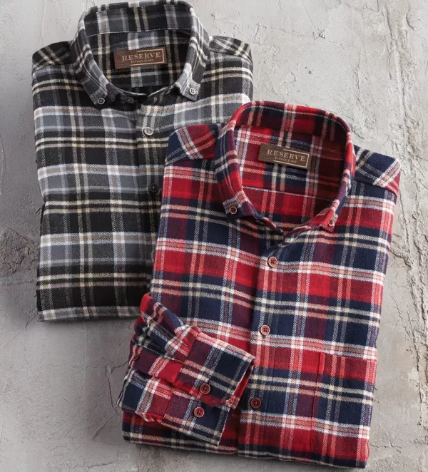 Reserve Plaid Flannel Sport Shirt- Long Sleeve Sport Shirts