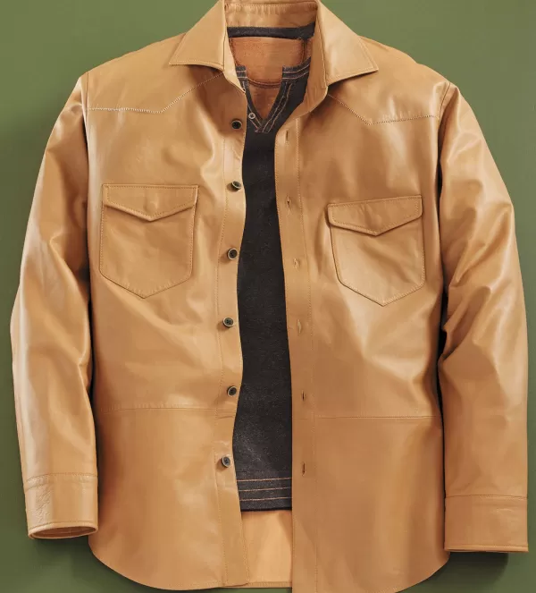 Robert Comstock Hendrix Lambskin Shirt Jacket- Leather & Suede