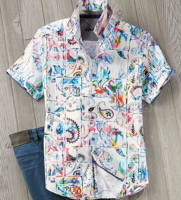 Robert Graham Belize Print Short Sleeve Shirt- Short Sleeve Sport Shirts