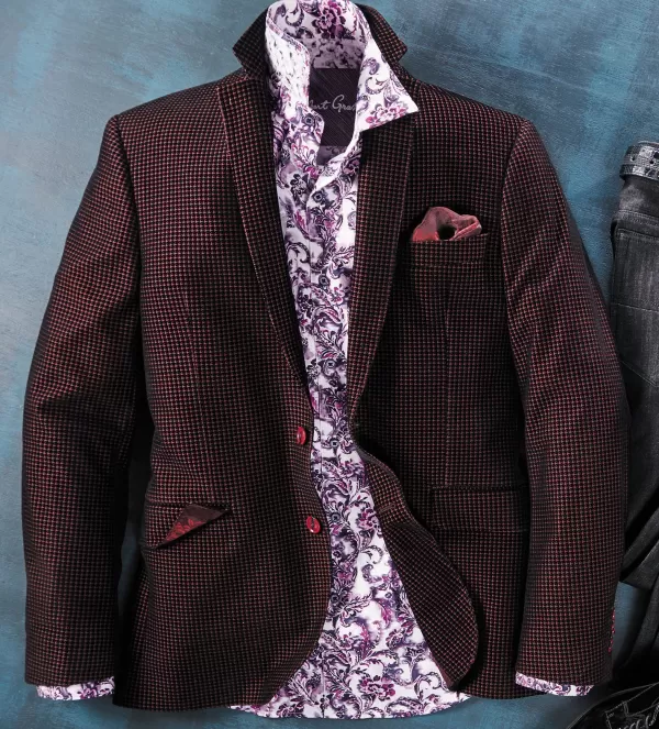 Robert Graham Chianti Neat Print Velvet Sport Coat- Sport Coats