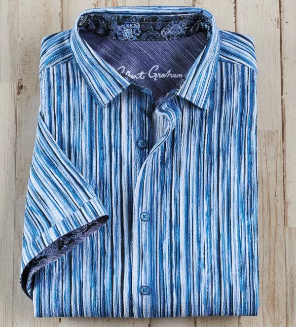 Robert Graham Flashback Seersucker Stripe Shirt- Short Sleeve Sport Shirts