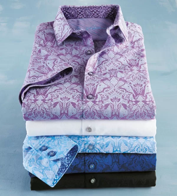 Robert Graham Highland Long Sleeve Jacquard Shirt- Long Sleeve Sport Shirts