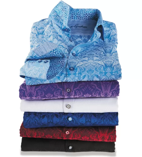 Robert Graham Highland Long Sleeve Jacquard Shirt- Long Sleeve Sport Shirts