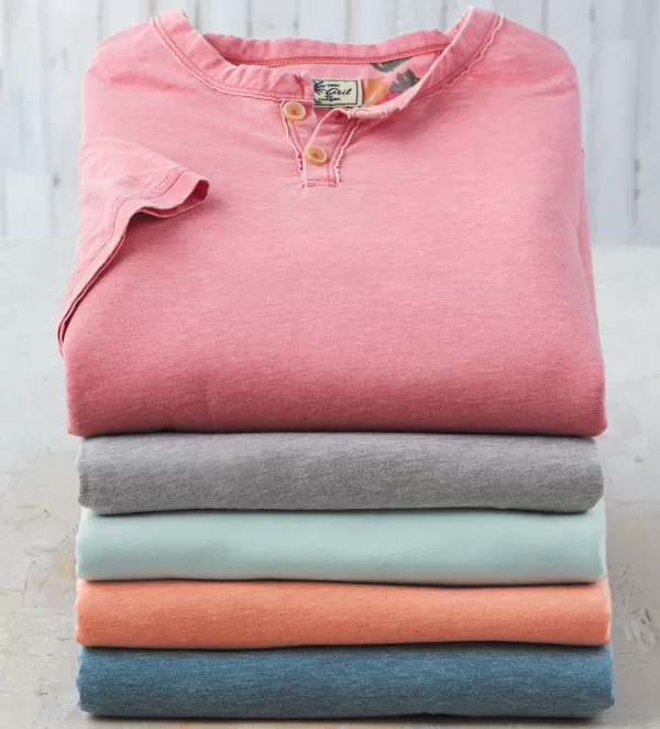 True Grit Bowery Burnout Henley- Polos & Knits