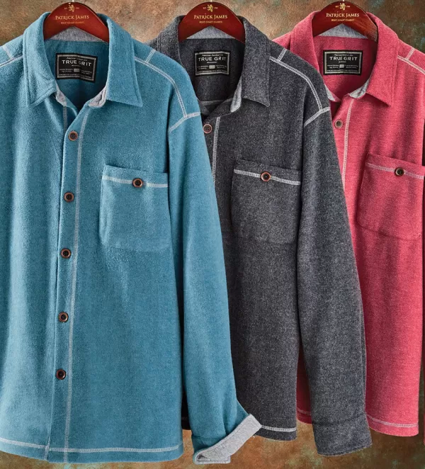 True Grit Melange Fleece Big Shirt- Long Sleeve Sport Shirts