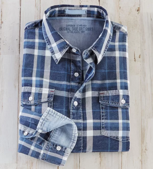 True Grit Sawyer Plaid Shirt- Long Sleeve Sport Shirts