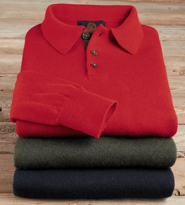 Viyella Merino Suede Trim Polo- Polos & Knits