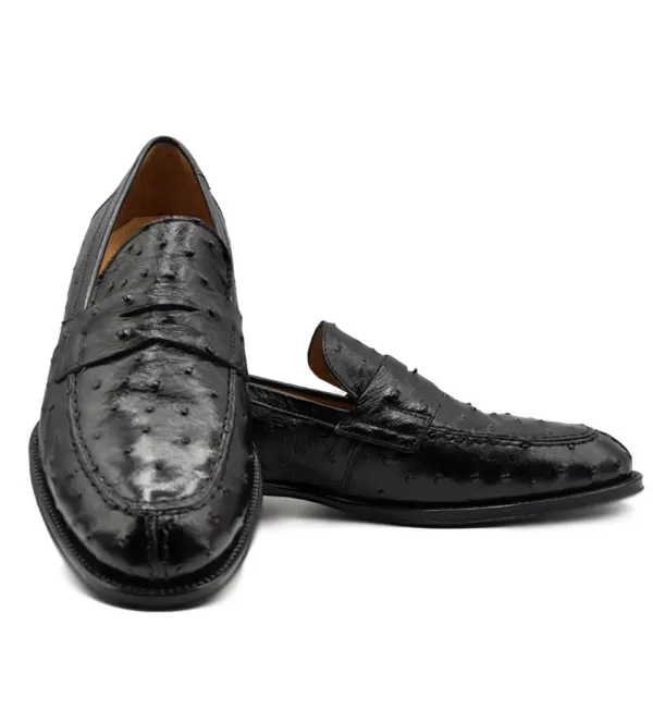 Zelli Roma Genuine Ostrich Quill Slip-On Loafer- Dress Shoes